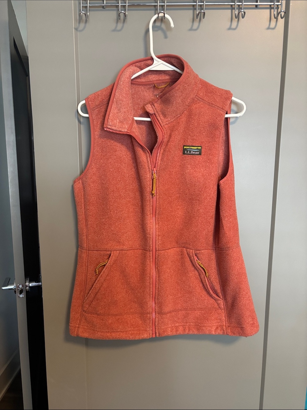 L.L. Bean Coral Zip Front Fleece Vest with Pockets